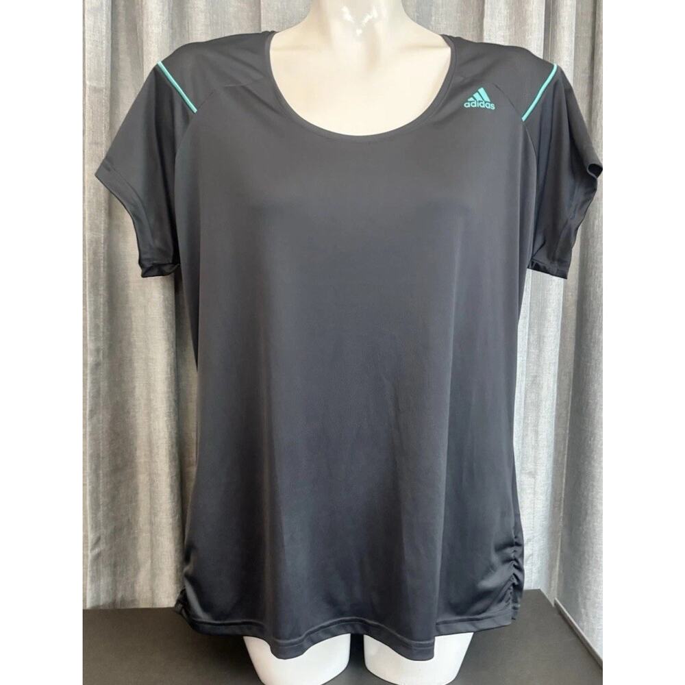 ADIDAS Womens Size XL Grey Short Sleeve ClimaLite Logo T-Shirt Athletic Top